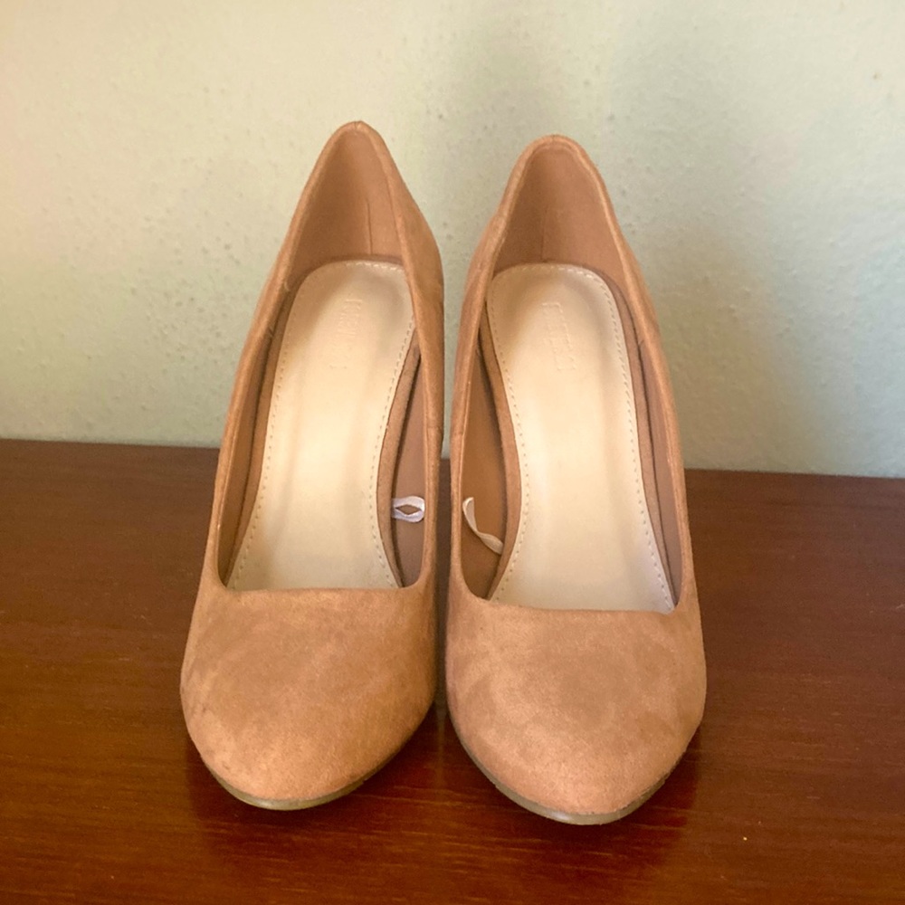 Faux suede tan heels. Size 5.5.